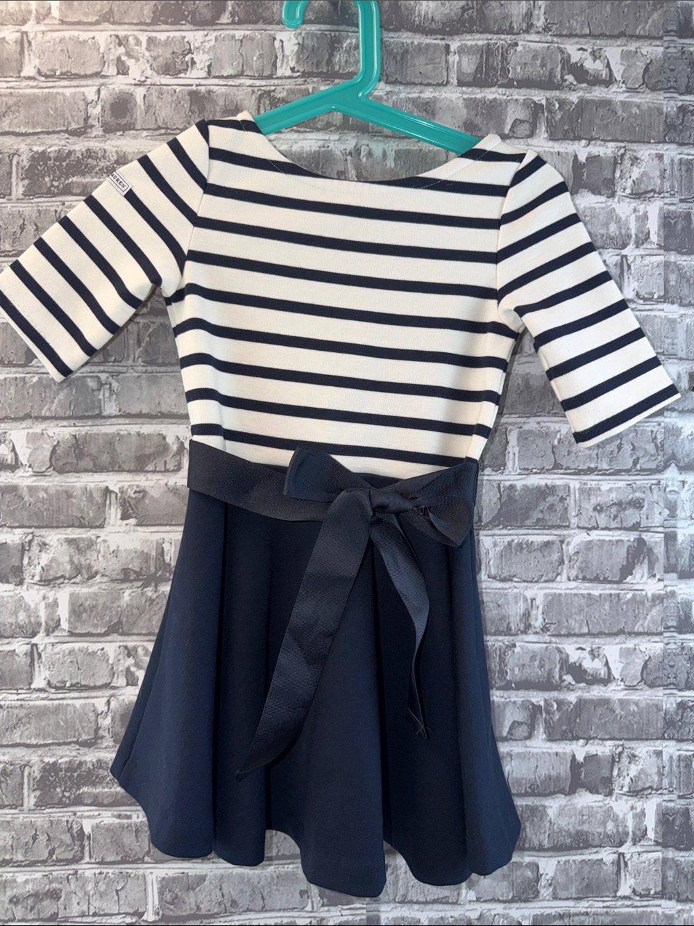 Polo Ralph Lauren Navy & White Striped Bow-Accent Kids Dress